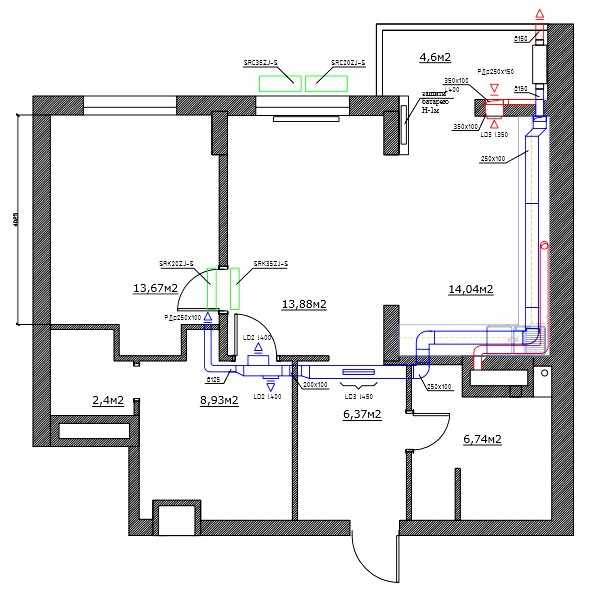 Схема развода воздуховодов в квартире